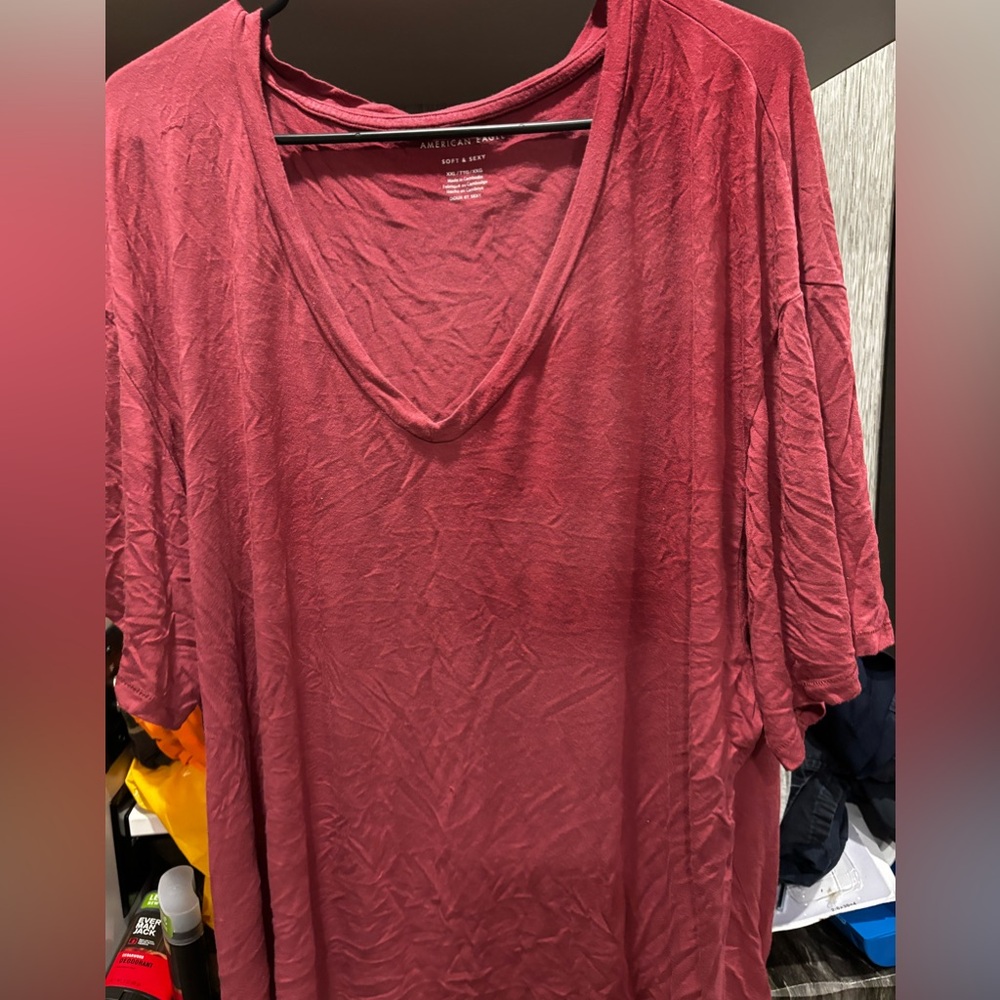 American Eagle Outfitters Red Oversized Short Sleeve T-Shirt